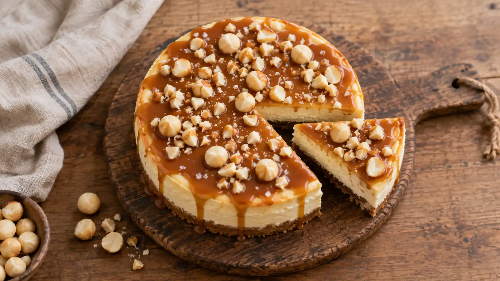caramel macadamia cheesecake